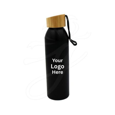 Black Metal Bottle with Wooden Cap