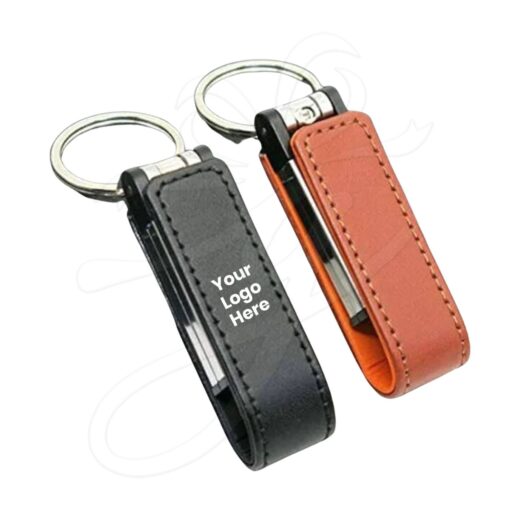 Leather USB Drive with Keychain 1