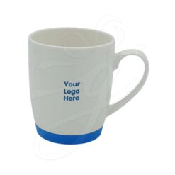 White Bone China Mug with Blue Base