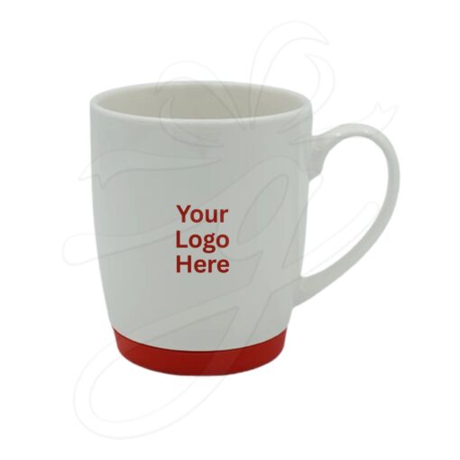 White Bone China Mug with Red Base