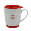 White China Mug with Red Lid & Base