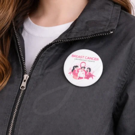 Breast Cancer Support Pin Badge Girl
