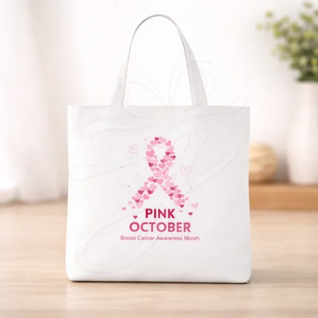 Pink October Awareness Tote Bags