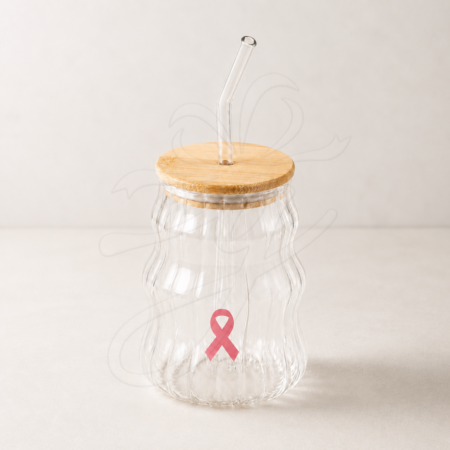 Ribbed Glass Cup with Lid