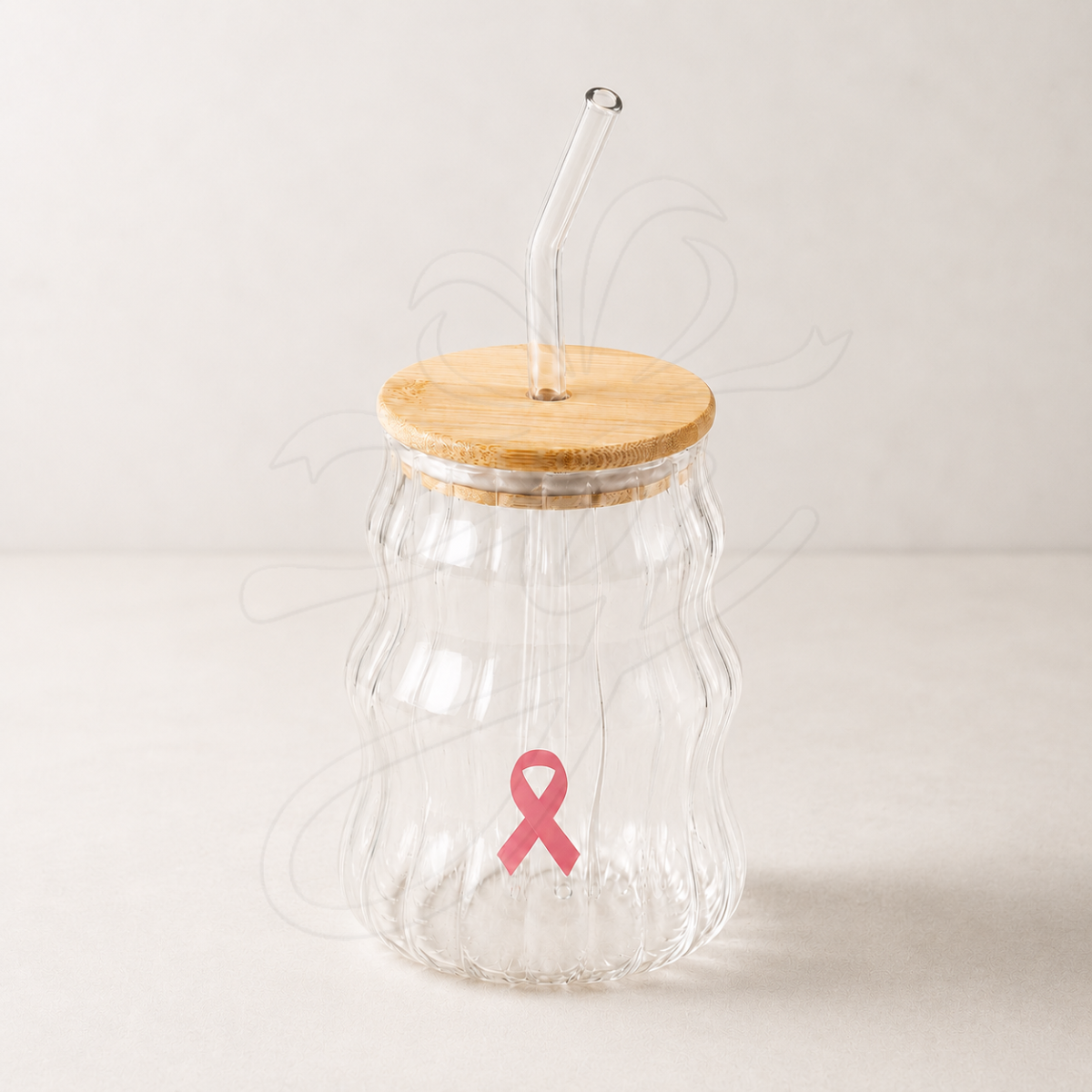 Ribbed Glass Cup with Lid